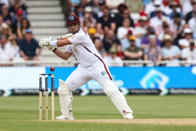 Fine innings: West Indies wicketkeeper Joshua Da Silva hits a four on his way to 82 not ou