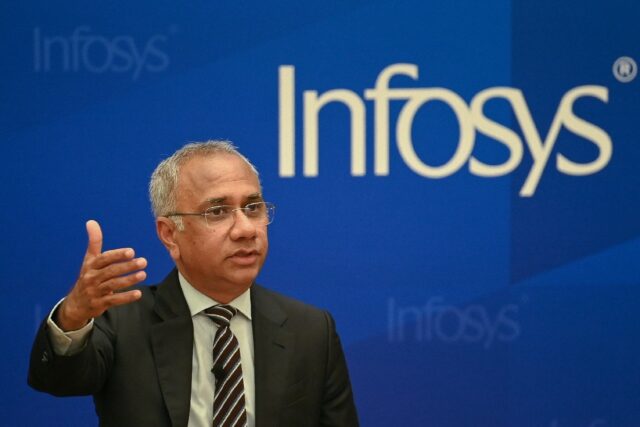 Infosys chief executive Salil Parekh reported a 7.1 percent on-year rise in net profit for