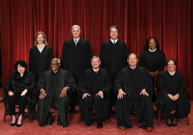 Justices of the US Supreme Court posing for their official photo