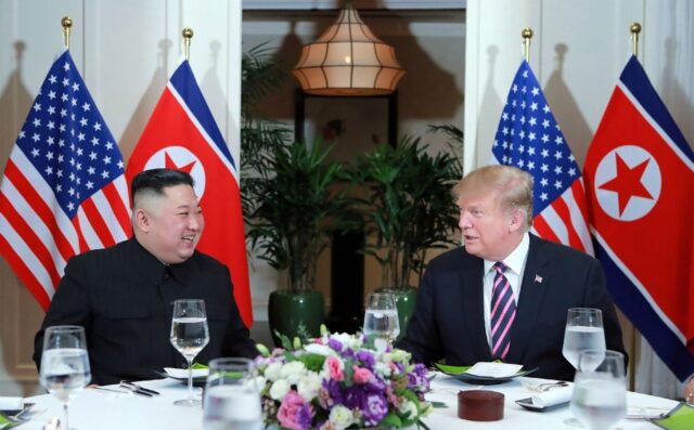 North Korean leader Kim Jong Un and then US President Donald Trump during their summit in