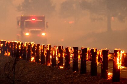 The rapidly spreading Park Fire burns near Paynes Creek in unincorporated Tehama County, C