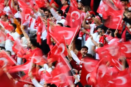 Turkey supporters in colourful support of their country in the last-16 Euro 2024 victory a