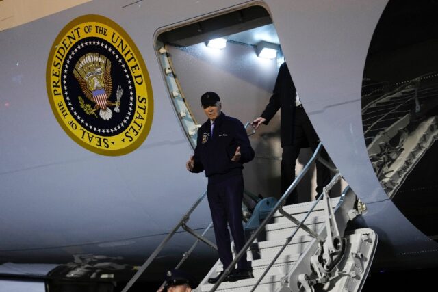 US President Joe Biden steps off Air Force One in Delaware after testing positive for Covi