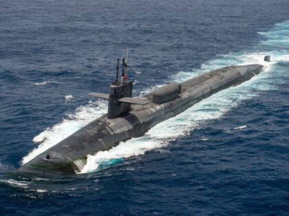 USS Georgia (SSGN 729) transits the Arabian Sea, while operating with the Dwight D. Eisenh