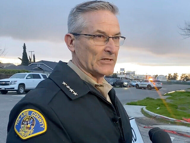 In this frame grab from video provided by the Tulare Count Sheriff's Office, Sheriff Mike