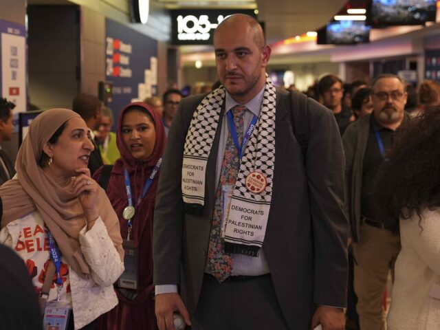 CHICAGO, ILLINOIS - August 20: Abbas Alawieh, cofounder of the uncommitted movement, walks