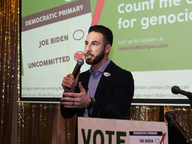 Dearborn Mayor Abdullah Hammoud speaks during an election night gathering, Tuesday, Feb. 2