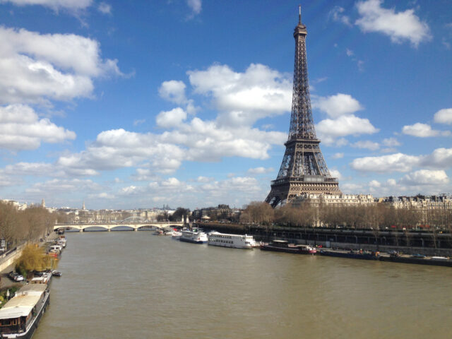 Eiffel Tower by the Seine river, Paris, May 2014