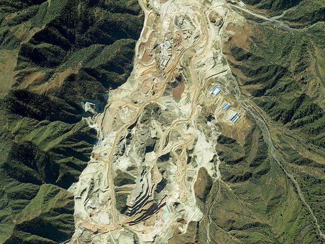 This is a satellite image collected on November 13, 2012 of the Maoniuping Mine, the world