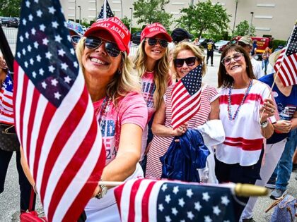 Supporters of former US President and Republican presidential candidate Donald Trump wait