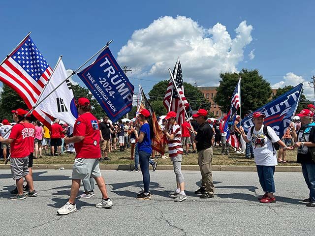 Supporters of former US President and 2024 Republican presidential candidate Donald Trump