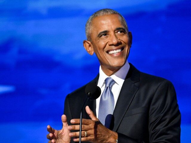 Former US President Barack Obama speaks during the Democratic National Convention (DNC) at