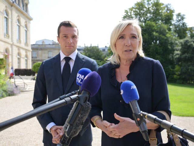 TOPSHOT - President of the French far-right party Rassemblement National (RN) and MEP Jord