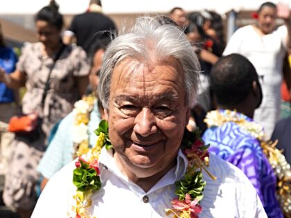 United Nations Secretary-General Antonio Guterres leaves after an event at the National Un