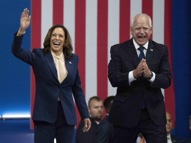 Democratic presidential nominee Vice President Kamala Harris and her running mate Minnesot