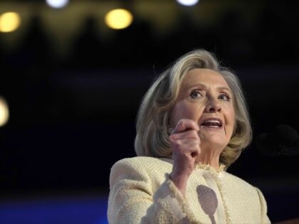 Former Secretary of State Hillary Clinton speaks during the first day of Democratic Nation