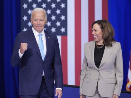 President Joe Biden and Vice President Kamala Harris arrive to speak about their administr