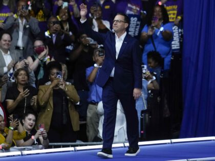 Pennsylvania Gov. Josh Shapiro arrives to speak before Democratic presidential nominee Vic