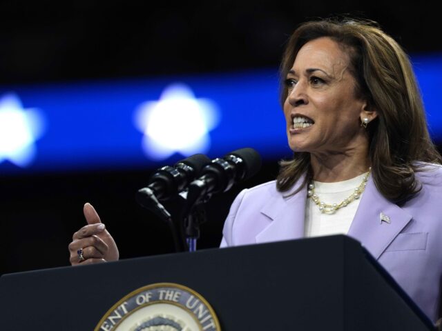 Democratic presidential nominee Vice President Kamala Harris speaks at a campaign rally, S