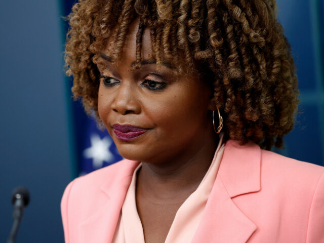 WASHINGTON, DC - AUGUST 14: White House Press Secretary Karine Jean-Pierre speaks during t