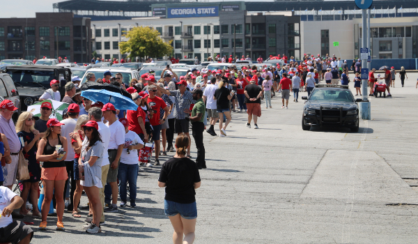 Trump-Vance supporters lined up for hours to attend rally for the former president. (Randy Clark/Breitbart Texas)