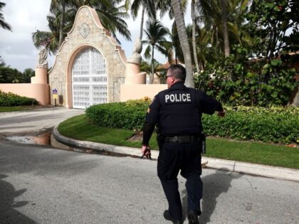 Police outside of Mar-a-Lago in West Palm Beach, Florida, on Tuesday Aug. 9, 2022, the day