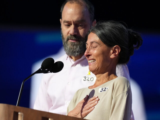 Jon Polin and Rachel Goldberg, parents of Hersh Goldberg-Polin, become emotional as they a