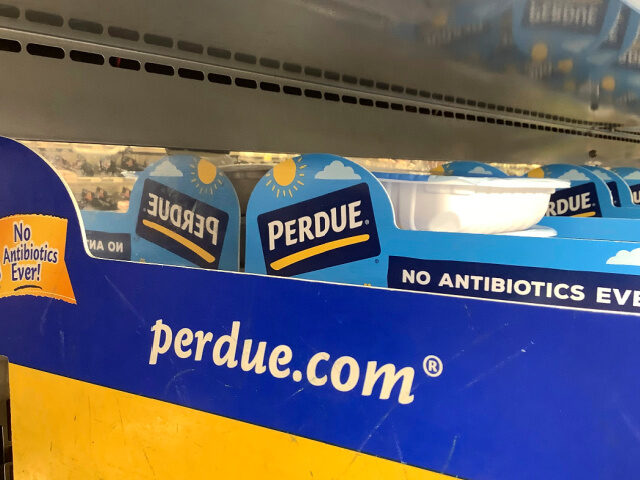 Perdue products sit in a poultry section of a supermarket in Palisades Park, N.J., Sunday,