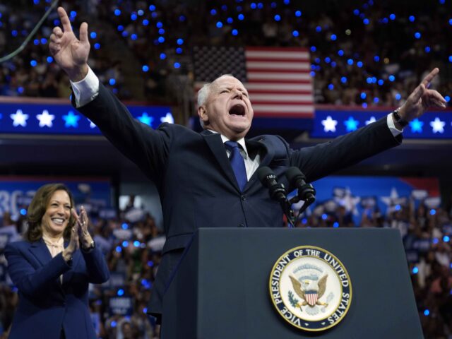 Democratic vice presidential nominee Minnesota Gov. Tim Walz and Democratic presidential n