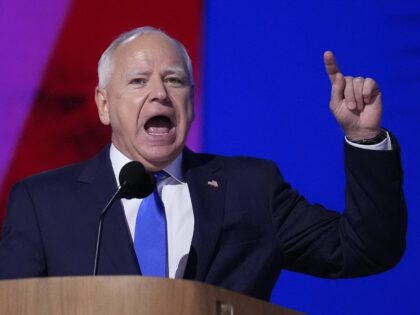 Democratic vice presidential nominee Minnesota Gov. Tim Walz speaks during the Democratic