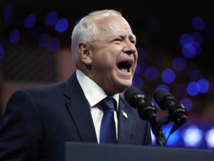 Democratic vice presidential nominee Minnesota Gov. Tim Walz appears with Democratic presi