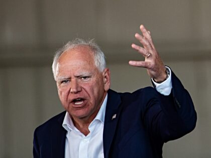 Tim Walz, governor of Minnesota and Democratic vice-presidential nominee, during a campaig