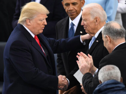 WASHINGTON, DC - JANUARY 20: President Donald J. Trump shakes h