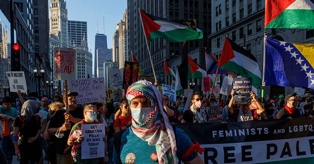 DNC Protesters Hold ‘Killer Kamala’ Banner as They March in Chicago