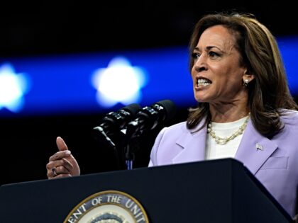 Democratic presidential nominee Vice President Kamala Harris speaks at a campaign rally, S