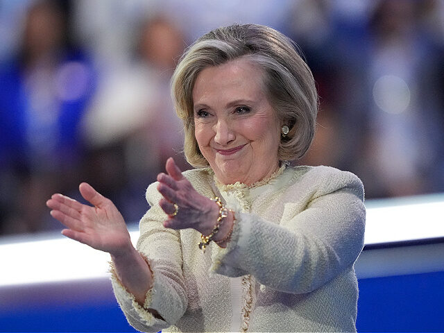 Hillary Clinton speaks during the Democratic National Convention Monday, Aug. 19, 2024, in