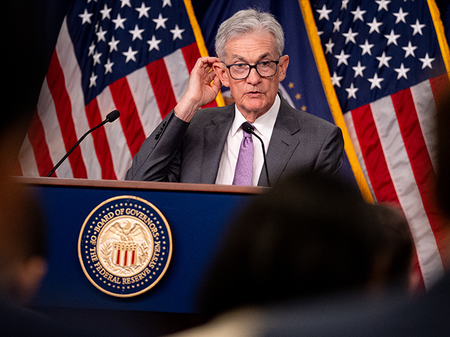 WASHINGTON, DC - JULY 31: Federal Reserve Chairman Jerome Powell speaks at a news conferen