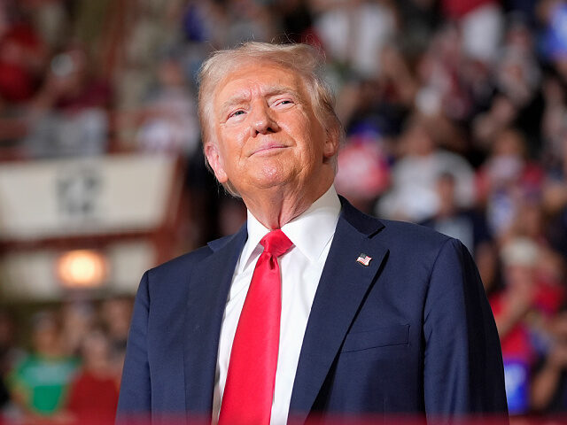 Republican presidential candidate former President Donald Trump waiting on stage to speak