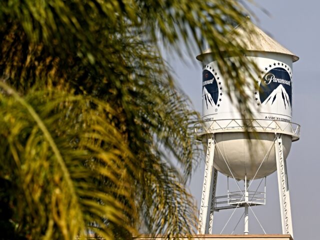 LOS ANGELES, CALIFORNIA - JANUARY 31: The Paramount logo is displayed at Paramount Studios