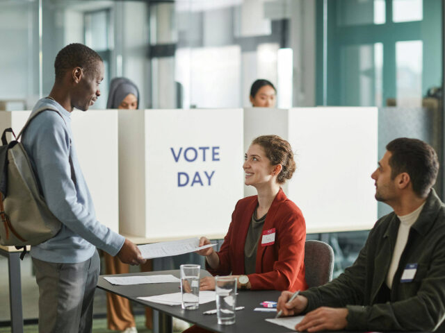 People Inside a Voting Center