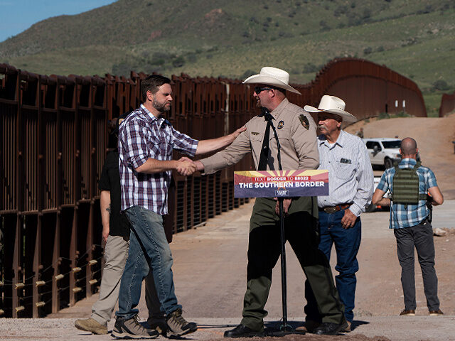 Senator JD Vance, a Republican from Ohio and Republican vice-presidential nominee, left, s