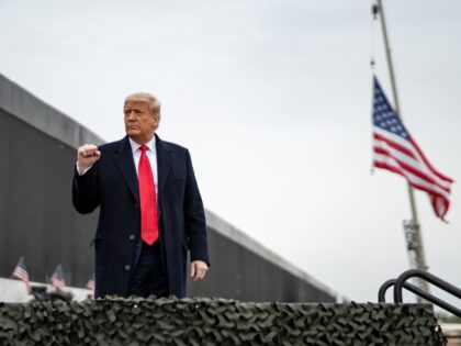 President Donald J. Trump concludes his remarks at the 450th mile of the new border wall T