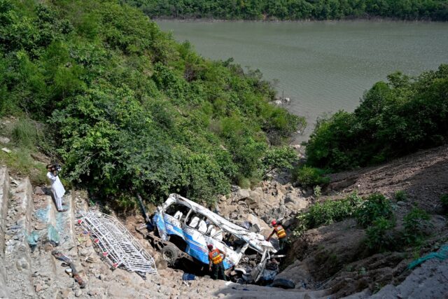 All 24 people on board a bus were killed when it plunged into a ravine near the town of Az