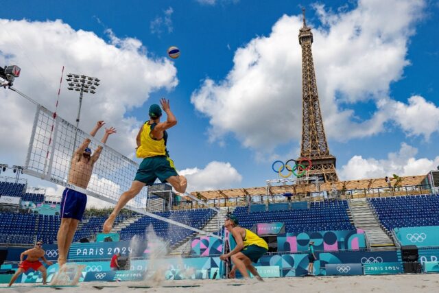 Beach volleyball with the backdrop of the Eiffel Tower was one of many breathtaking uses o