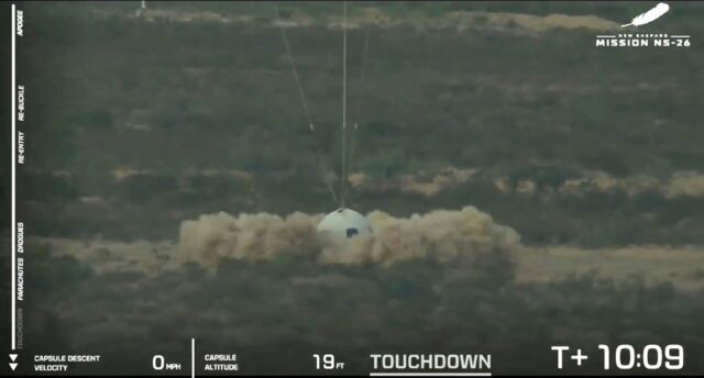 The capsule reentered the atmosphere, deployed its parachutes and landed in the desert wit