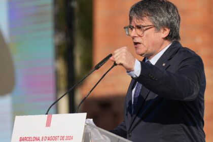 Catalonia's exiled separatist leader Carles Puigdemont made a brief speech and then vanish