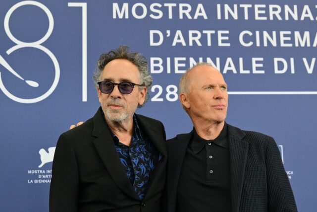 Cult US director Tim Burton and "Beetlejuice "Beetlejuice" star Michael Keaton at Venice