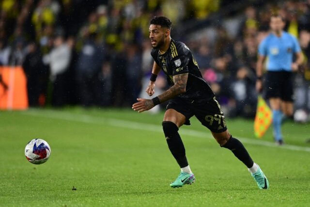 Denis Bouanga of Los Angeles FC in action against the Columbus Crew during the 2023 MLS Cu