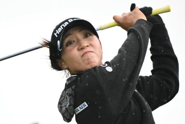 Driving ambition: New Zeland's Lydia Ko watches her tee shot on the 16th hole on her way t