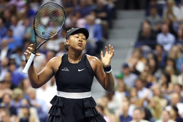 Second-round exit: Japan's Naomi Osaka reacts during her US Open loss to Czech Karolina Mu